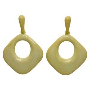 Vintage Yellow Acrylic Retro Open Square Dangle Drop Hoop Earrings